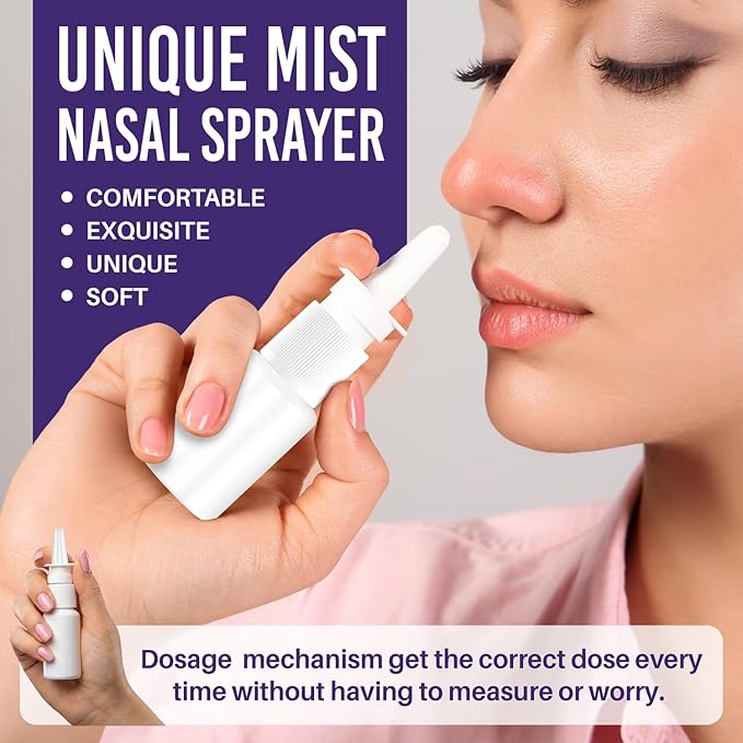 JULLY! 3-Pack 30ML Unique Mist Nasal Sprayer - Empty Refillable Pump Sprayer for Nose, Medical, Home Remedy, Saline. Improved Modern Design, Sturdy HDPE Plastic, Easy to Use Dosage Mechanism