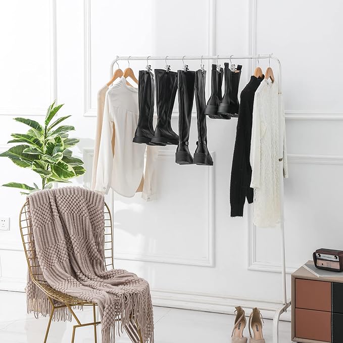50 Pack Boot Hanger for Closet, Laundry Hooks with Clips, Boot Holder, Hanging Clips, Portable Multifunctional Hangers Single Clip Space Saving for Jeans, Hats, Tall Boots, Towels(Black/Black)