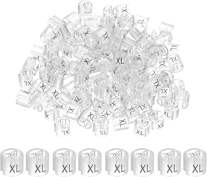 PATIKIL 300 Pcs Clothes Hanger Markers XL Fit Rod Garment Size Tag Hanger Clips Round Color Coding Label for Clothing, Clear