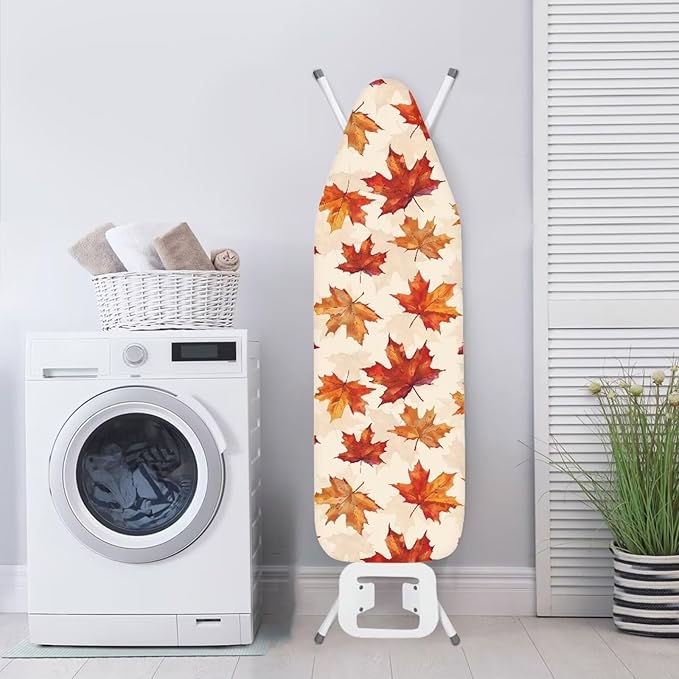 Maple Leaf Stretchable Standard Ironing Board Cover with Elastic Edge Windproof Reflects Heat Durable Iron Board Cover for 15 x 54 Ironing Boards Decor