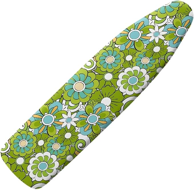 Green Hippie Flower Ironing Board Cover Large Extra Wide Table Top Ironing Board Cover Heavy Duty Padded Iron Board Cover with Elastic Edge