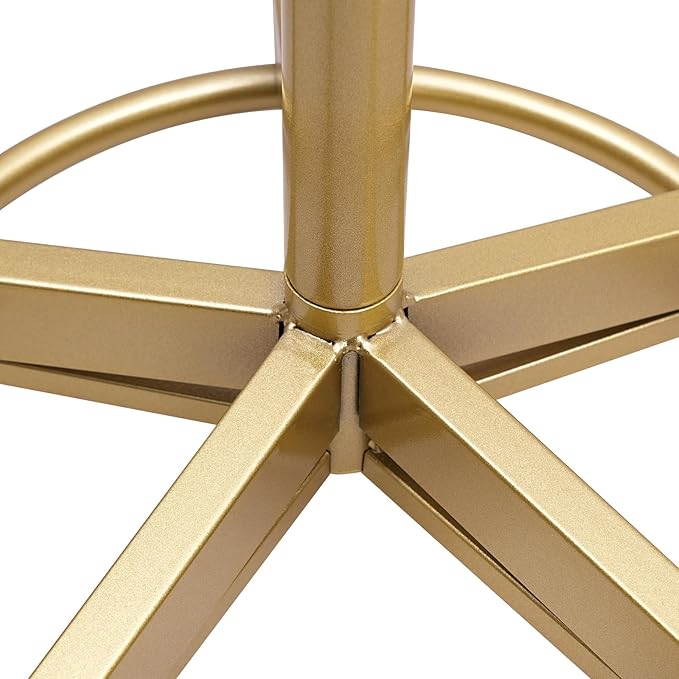 Round Garment Rack Floor Standing Rotating Clothes Hanging Rack with Topper 3.38-5.02ft Height Adjustable Retail Display Stand Metal Commercial Clothing Organizer Stand (Gold)