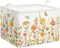 Colourful Flowers Laundry Hamper Large Storage Basket Floral Collapsible Adult Organizer Kids Toy Clothes Bins for Bedroom, Bathroom, Boho Plants, 36L