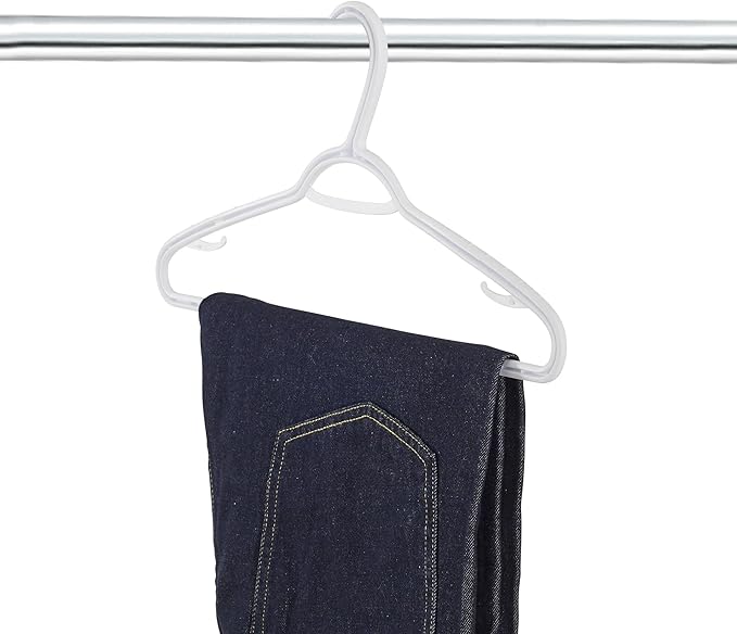 Set of 10 Slim Clothes Hanger by Neatfreak! - Space Saving Hangers For Clothes, Pants, Lingerie and Accessories - Robust White Plastic Hangers With Hooks and Pants Bar - 10 Pack