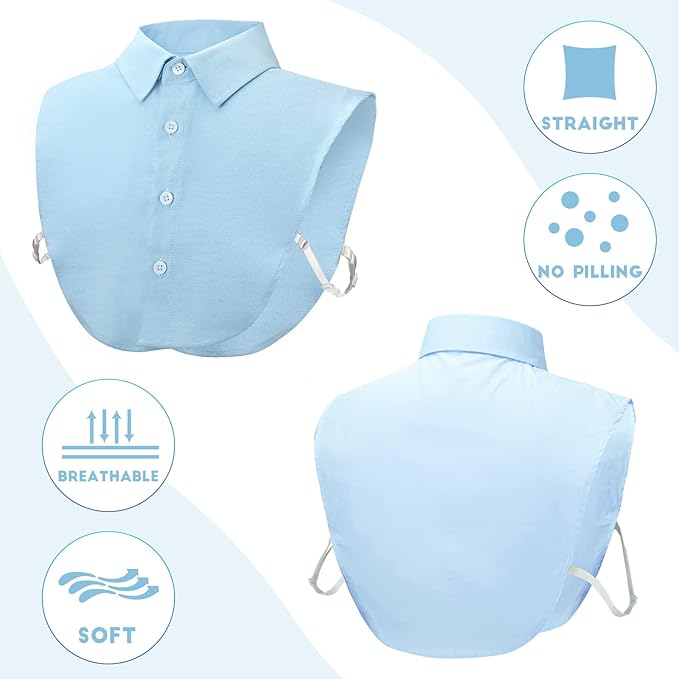 Syhood 4 Pcs Fake Collar Detachable False Dicky Collar Half Shirts Round for Women Outfits Halloween Costume Accessories