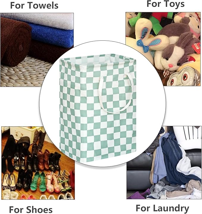 Sage Laundry Hamper Storage Basket Girls Organizer Bins Toy Box Laundry Basket Large Canvas Collapsible Chest for Home/Dorm/Kitchen/Pet/Office/Closet/Shelf/Gift Baskets