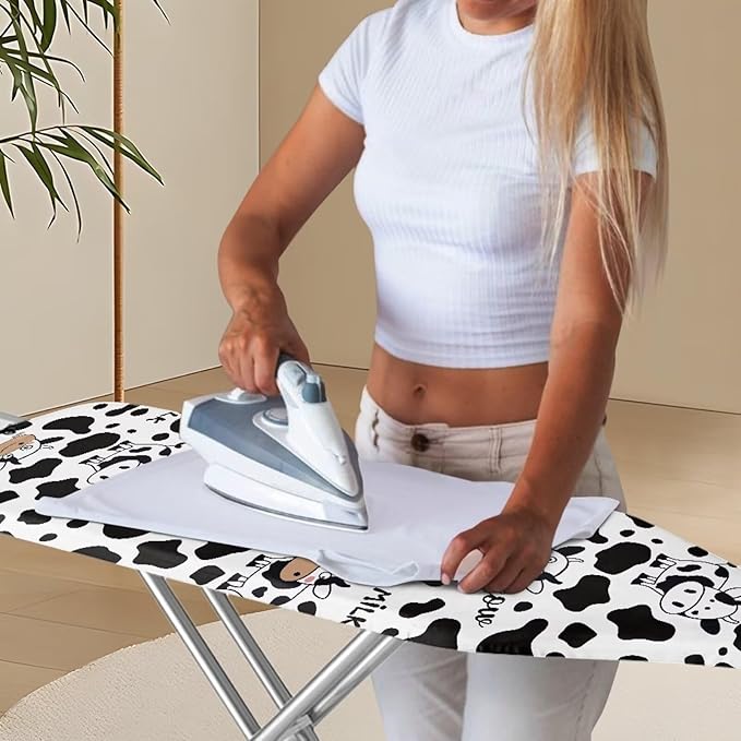 Flashideas Cow Print Ironing Board Cover and Pad- 52" x 13" Iron Board Cover Fits Standard Size, Iron Board Cover Accessories