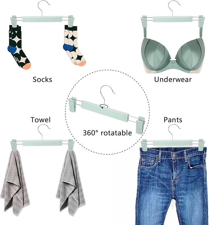 Pants Hangers with Clips Skirt Hangers for Women Plastic Clip Hanger for Pants Clothes Hanger (50pack, Green)