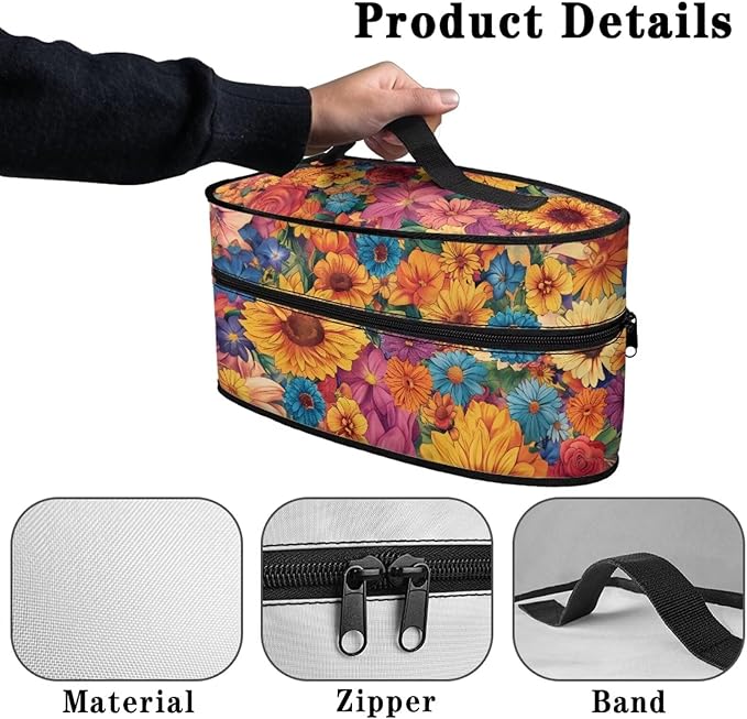 Daisy Print Steam Iron Case Travel Iron Organizer Handheld Steamer Holder with Handle Waterproof Travel Accessories, Case Only