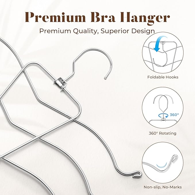 HOUSE DAY Bra Hangers 2 Pack, Tank Top Hangers Space Saving Hanger for Closet Organizers and Storage, Bra Organizer Closet Hanger Space Saver for Camisoles, Bras, Belts, Ties, Scarves, Swimsuits