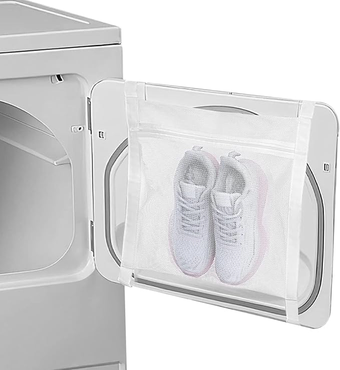 EMVANV Shoe Drying Bag,Laundry Bags Reusable Shoe Dryer Mesh Bags Sneaker Wash and Dry Net Bag Net Laundry Bags with Zipper and Strap for Washing Machine, Shoes, Clothing(Size:40 x 40cm)
