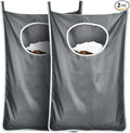Durable hanging laundry hamper bag Behind door Space Saving with Stainless Steel Hooks Zip, For Bathroom,Kids room,Travel,College Dorm,2pack(Extra Large-Dark Grey)