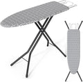 KINGBOARD Foldable Ironing Board Full Size, Iron and Ironing Board Set Standard Size, Iron Boards with Ironrest & Adjustable Height,Heavy Duty Iron Table Stand with Metal Legs &Thick Cover,43x13 Gray