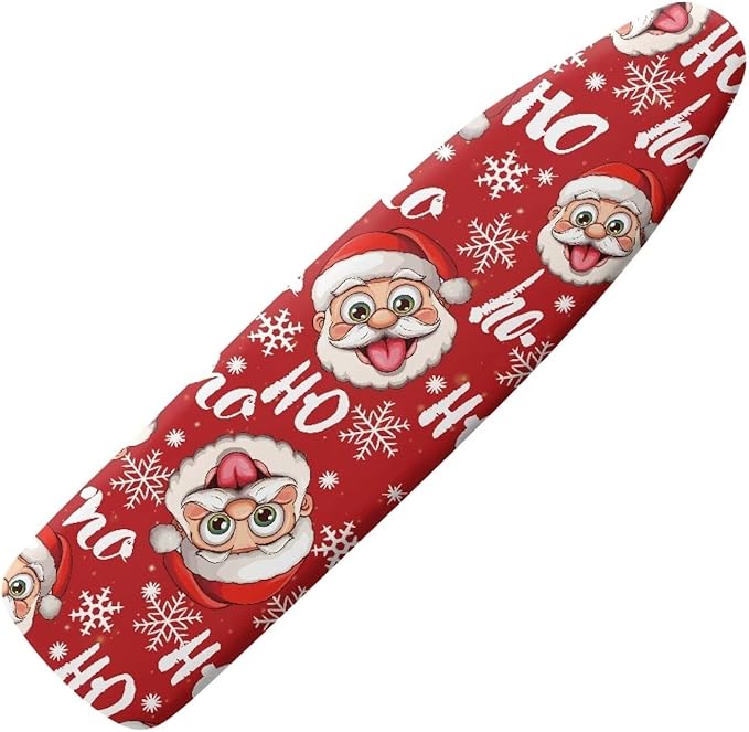 Christmas Santa Claus Snowflake Beach Fabric Ironing Board Covers Non Stick Scorch Scratches-Proof Iron Board Replacement Cover with Fasteners Elastic Edge Thanksgiving Decor