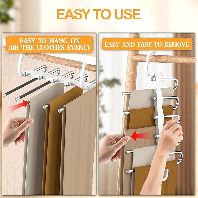 Pant Hangers Space Saving Jean Hangers -No Wrinkle Clothes Hanger - Closet Organizer and Storage, College Dorm Room Essentials Apartment Must Have - 1 Pack