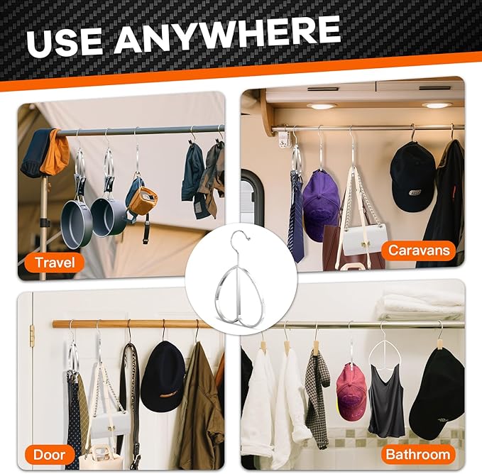 Love Shape Multipurpose Closet Hangers-Tie and Belt Hanger for Closet- Ideal for Storing Belts, Ties, Scarfs, Baseball Hats, Purses & More- Great Space Saving Belt Organizer for Wardrobe - Silvery