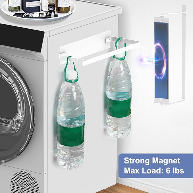 2 Pack Magnetic Hanger Holder for Laundry Room, Space-Saving Hanger Organizer for Washing Machine Dryer, Holding up to 40 Velvet Wire Plastic Hangers (2, White)