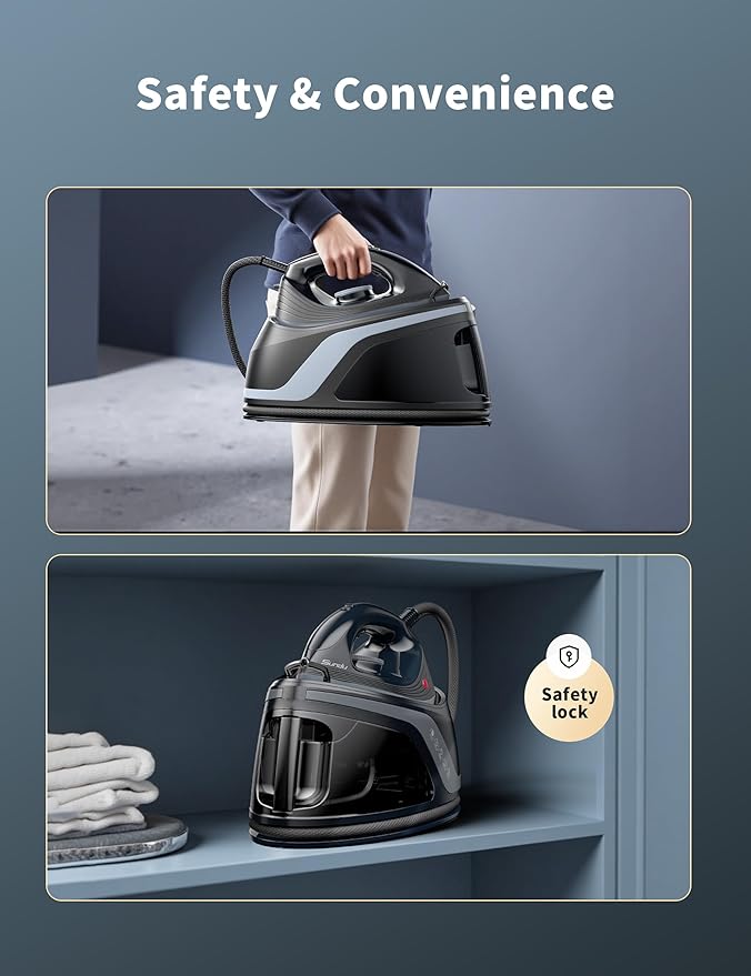 Sundu Steamer Iron,1600W Steam Station Professional Steam For Clothes with 44 oz Tank, 400 microsteam holes, Built-In Pump, Ceramic baseplate,Iron Lock For Easy Carry