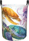 Sea Turtle Laundry Hamper, Collapsible Storage Basket with Handles for Clothes, Bedroom, Bathroom 19.6 x15.7 Inch