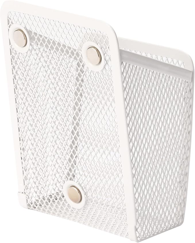 Magnetic Pencil Holder,Mesh Stainless Steel Pen Basket, Metal Writing Utensil Storage Organizer for Whiteboard,Blackboard,Kitchen, Locker, Home, or Office