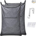 XL Hanging Hamper, Over The Door Hamper with Free Hanging Hooks, Space Saving Over Door Laundry Bag and Laundry Basket for Storage, 2 Pack, (36x22Inch Pop Heather Grey)