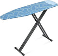 APEXCHASER Ironing Board, Metal Panel Iron Board with Iron Mat, Heat & Scorch Resistant Cover, Adjustable Height Heavy Duty Ironing Board for Home, Dorm, Blue and Black