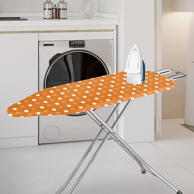 SEANATIVE Orange Polka Dot Ironing Board Cover Dust Proof and Stain Proof Ironing Board Protective Cover with Elastic Edges, 54x15 Inch