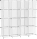 AWTATOS Cube Storage Organizer, 16 Cube Closet Organizers and Storage Shelves, DIY Stackable Bookshelf for Bedroom, Home, Translucent Twill