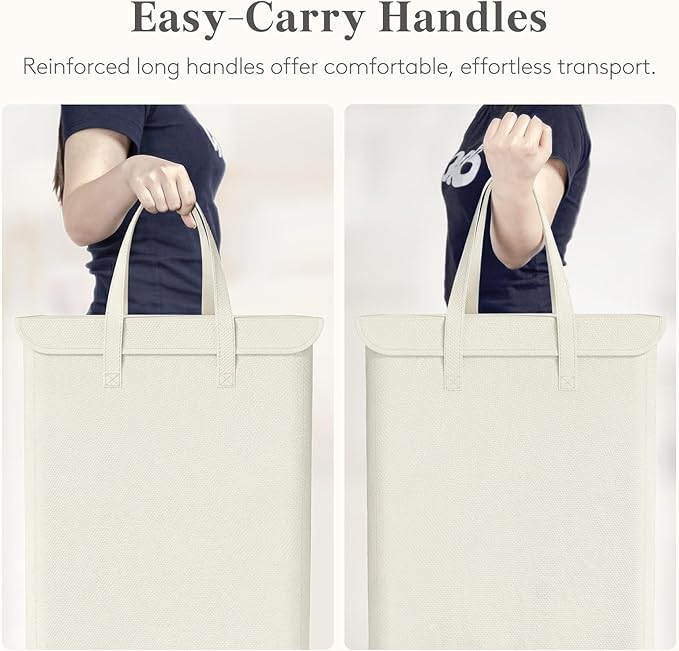 Lifewit Thin Laundry Basket with Lid, Slim Laundry Hamper, Dirty Clothes Hamper with Handles for Laundry Room Bedroom Closet, 104.5L White, 16.5"L x 12.6"W x 29.5"H