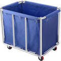 Commercial Laundry Cart with Wheels, 400L Large Capacity Heavy Duty Stainless Laundry Basket,Laundry Sorter for Clothes Storage,330 lbs Load (Blue)