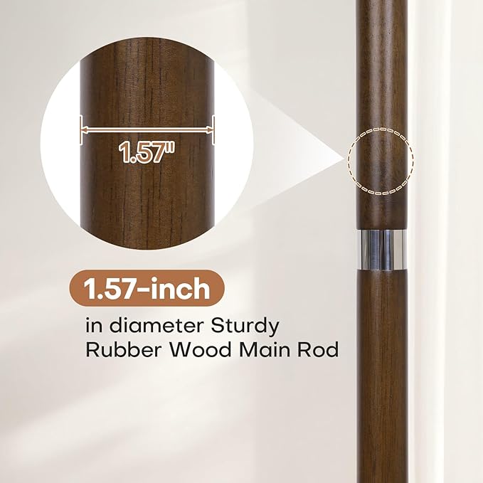 Coat Rack Freestanding, Metal Coat Tree with 9 Rubber Wood Hooks, Heavy Duty Coat Hanger Stand with Marble and Stainless Steel Base, Standing Hall Tree for Clothes, Hats, Bags, Jacket
