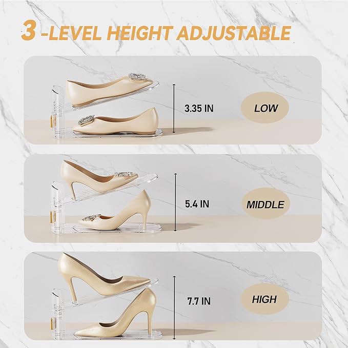 Shoe Slots Organizer for Closet, Shoe Stacker Organizer Double Layer Stack Shoe Rack, Shoe Display Shelf 50% Space Saver Storage Holder for Closet, 10PACK