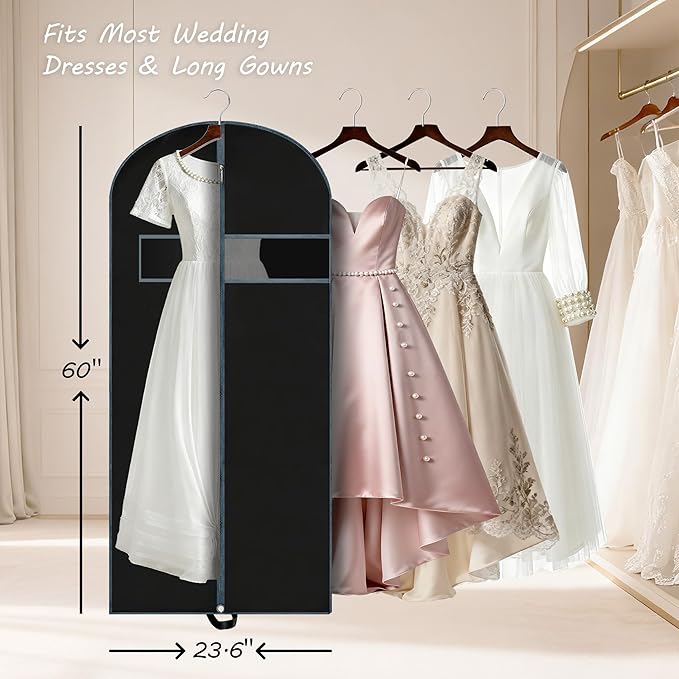 60 inch Dress Garment Bag for Suits, Dresses and Gowns – Long Garment Cover for Closet Storage and Travel Protection