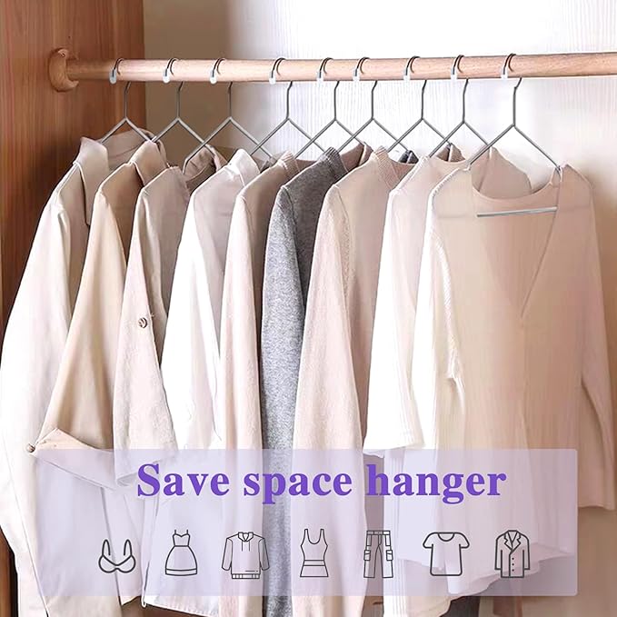 40 Pack Stainless Steel Clothes Hangers,Metal Hanger with Non Slip Notch,Heavy Duty Wire Hanger,Space Saving Closet Hangers for Closet,Pants,Shirts,Coat