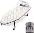 SheeChung Small Tabletop Ironing Board 32" Lx12 W,Folding Ironing Board with Iron Rest,Mesh Metal Base,Cotton Cover,Hook for Hanging,Portable Mini Iron Board for Sewing Craft Room Dorm,Hexagon