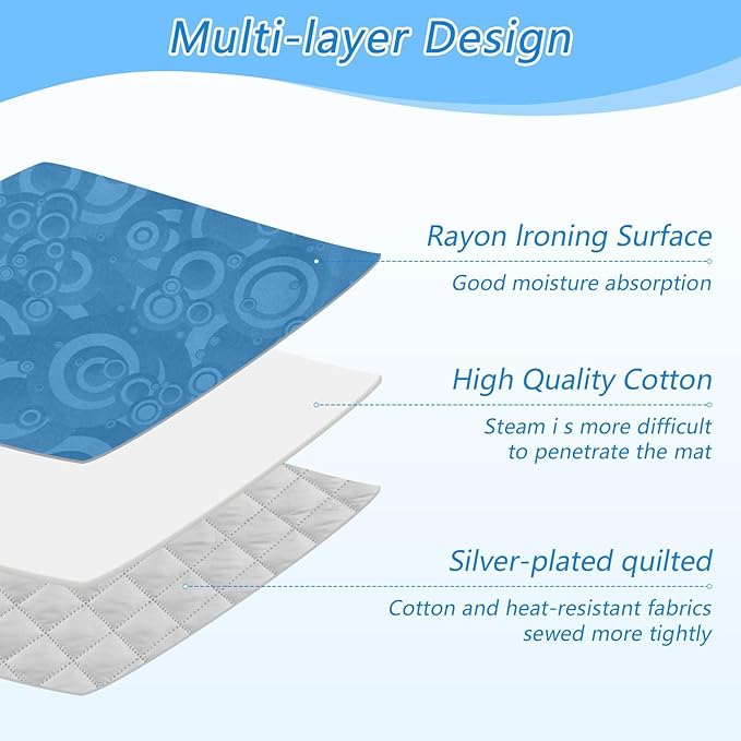 Portable Ironing Mat for Table Top Iron Pad Heat Resistant Blanket Portable Travel Ironing Board Covers Tabletop Sewing Pressing Quilting Large 27.6x47.2Inches Blue