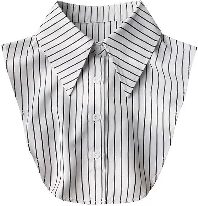 GUZOSJO Blue Striped Detachable Collar Shirt,Dickey Half Blouse False Collar for Lady Girls Men