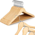 TOPIA HANGER Wooden Hangers 30 Pack, Space Saving Coat Hanger with 360° Swivel Cascading Loop Hook, Non Slip Pants Bar and Shoulder Notches for Camisole, Jacket, Suit, Clothes Hangers -CT74N30