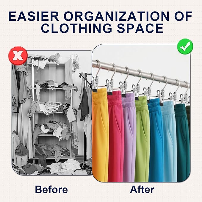 30 Pack Boot Hangers for Closet，Legging Organizer for Closet Hanging，Jeans Hanger Clips，Hanger Organizer,Space Saving Hanger Clips，for Yoga Pants, Shorts, Hats, Skirts