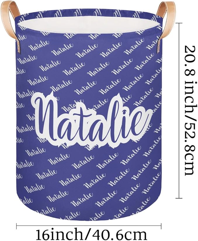 Personalized Laundry Basket, Custom Gift Laundry Hamper, Collapsible Nursery Waterproof Laundry Baskets, Dirty Clothes Toy Hamper with Handles Name Blue Purple
