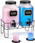 2 Sets 1 Gallon Glass Laundry Detergent Dispenser with Stand, Measuring Cup, Soap Dispenser for Laundry Room, Liquid Laundry Detergent for Liquid Detergent, Fabric Softener