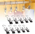 2024 New Space-Saving Clothespin Hat Pants Storage Hanging Travel Hook, 360° Swivel Stainless Steel Hangers with Clips, Laundry Hooks Hanging Clips Clothes Pins Socks Towel Clips (A-Black 10PCS)