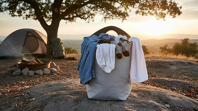46L Foldable Storage Hamper Bag with Soft Padded Handle, Multi-Purpose Oxford Fabric Laundry Basket, Collapsible Storage Bag for Home, Bedroom, Dormitory, Travel & Outdoor