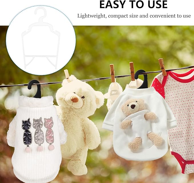 10Pcs Pet Apparel Hangers, White Pet Clothes Hangers, Polypropylene Standard, Dog Clothes, Small Coat Hanger for Dog Cat Pet Toddler 11.81" W x 7.87" H