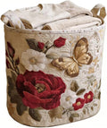 Quilted Laundry Basket with Handles, Boho Floral Fabric Storage Hamper, Large Soft Quilted Laundry Basket for Nursery, Bedroom, Laundry Room,Clothes & Toys (Floral Pattern C, M)