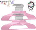 Plastic Hangers 50 Pack, Cute Clothes Hanger Ultra Thin Space Saving - Pink Clothes Hangers with 360 Degree Swivel Hook & Travel Clothesline - Sturdy Adult Coat Hangers for Dress, Shirts, Coats