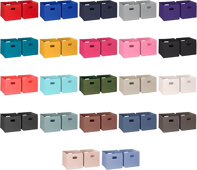 RiverRidge Folding Storage Bins with Handles Blue Cube Storage Organizer for Closet, Bedroom & Playroom - Closet Organizers and Storage Set of 2
