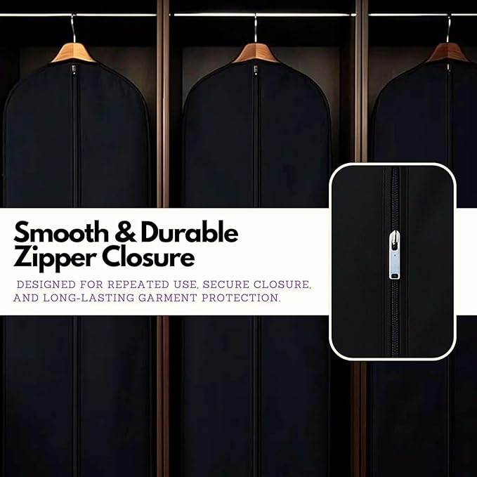 Cotton Garment Protector Bag Cover - Dust Free Cloth Hanging, Wardrobe storage for Dresses and Suits (with Zipper (24" x 42"))