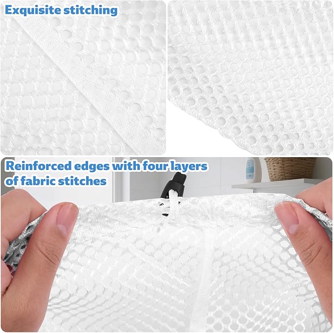 20x24 Inch Mesh Laundry Bag with Drawstring, Machine Washable White Net Washing Bag for Home Travel Hotel College Dorm Apartment Wash
