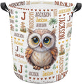 Owl Laundry Basket,Custom Laundry Hamper with Name,Personalized Owl Gifts for Boys Girls,Customize Collapsible Laundry Basket for Bedroom Bathroom,M-19.5"X 15.7"